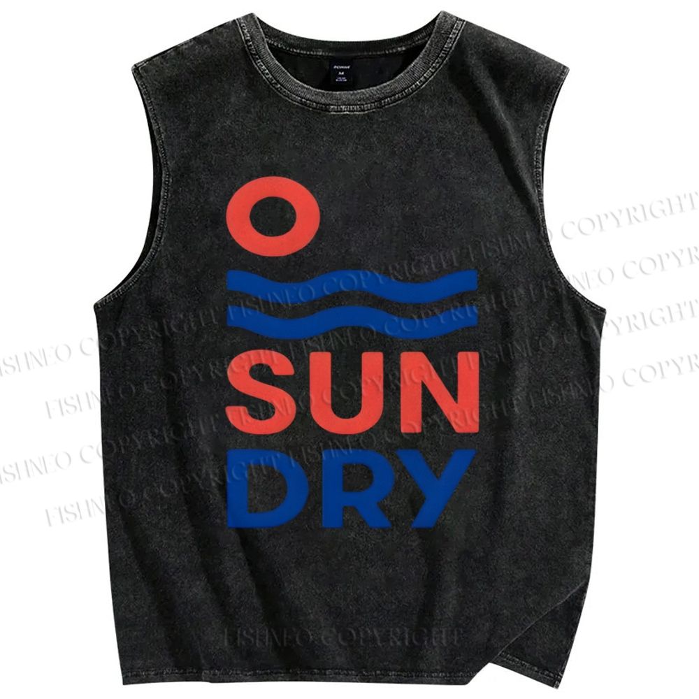 Unisex Sunday Printed Washed Tank Top