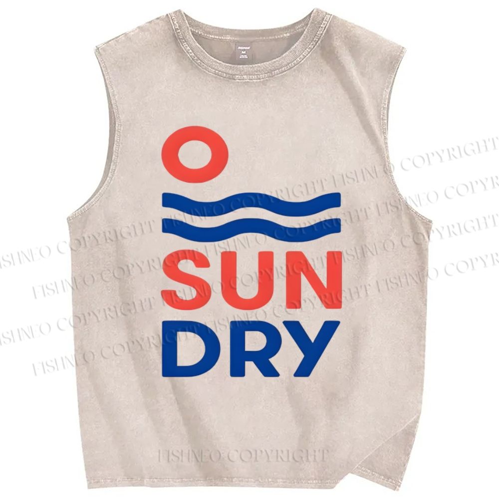 Unisex Sunday Printed Washed Tank Top