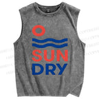Unisex Sunday Printed Washed Tank Top