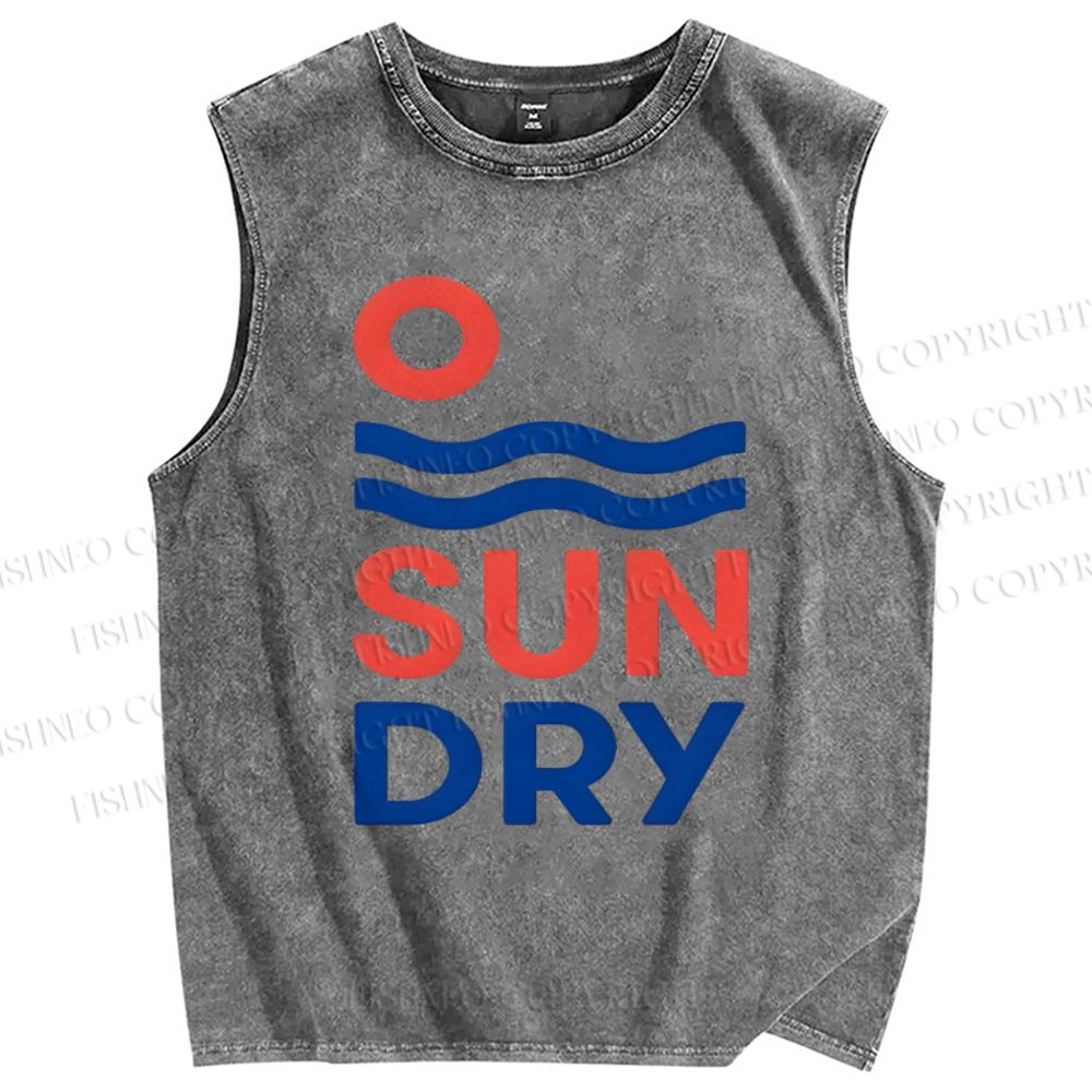 Unisex Sunday Printed Washed Tank Top