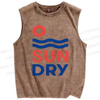 Unisex Sunday Printed Washed Tank Top