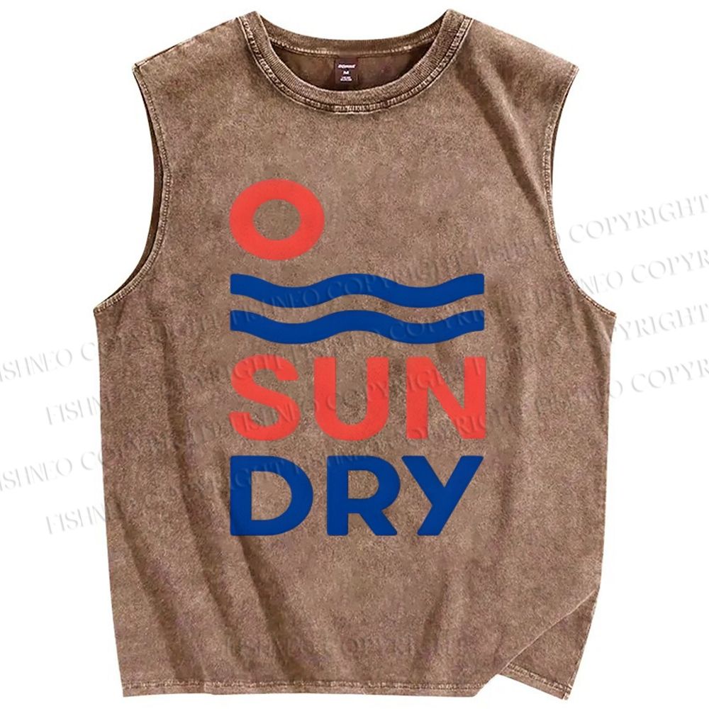 Unisex Sunday Printed Washed Tank Top