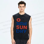 Unisex Sunday Printed Washed Tank Top
