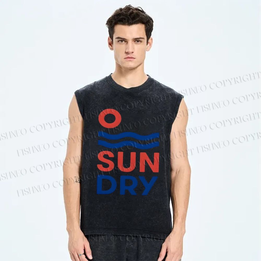 Unisex Sunday Printed Washed Tank Top