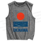 Unisex Okinawa Printed Washed Tank Top