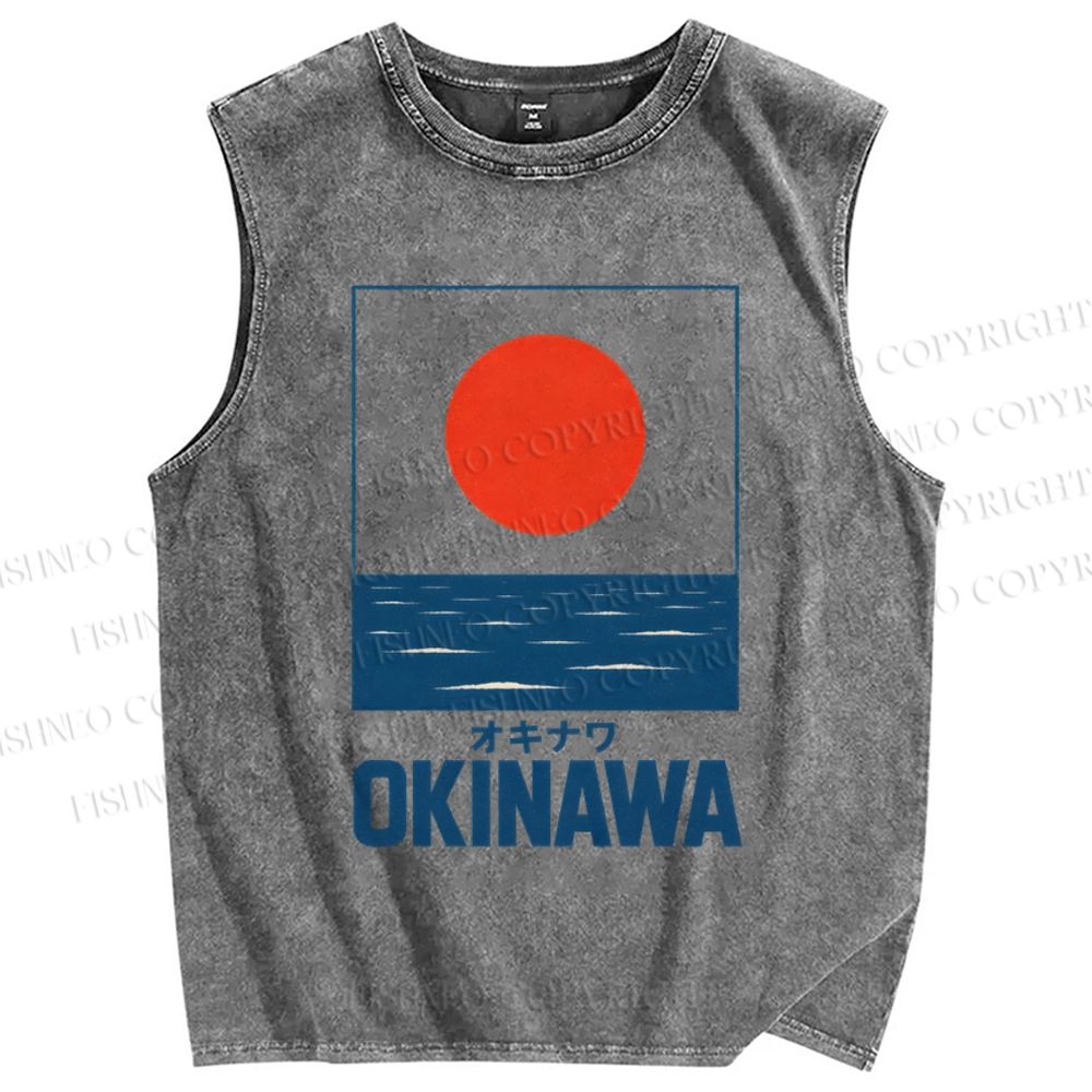 Unisex Okinawa Printed Washed Tank Top