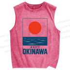 Unisex Okinawa Printed Washed Tank Top