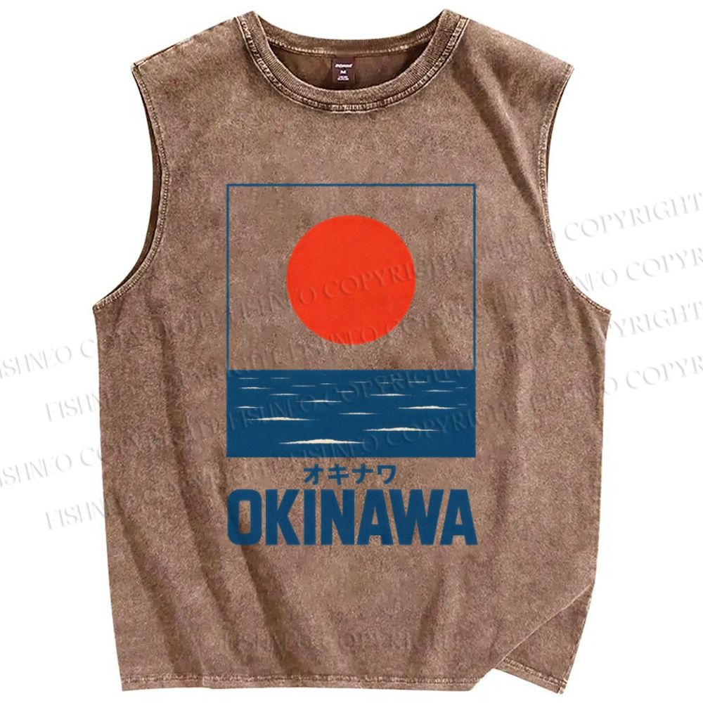 Unisex Okinawa Printed Washed Tank Top