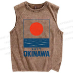 Unisex Okinawa Printed Washed Tank Top