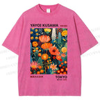 Unisex Yayoi Kusama Flower Printed Washed Tee