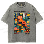 Unisex Yayoi Kusama Flower Printed Washed Tee