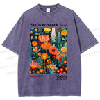 Unisex Yayoi Kusama Flower Printed Washed Tee