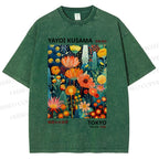 Unisex Yayoi Kusama Flower Printed Washed Tee