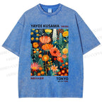 Unisex Yayoi Kusama Flower Printed Washed Tee