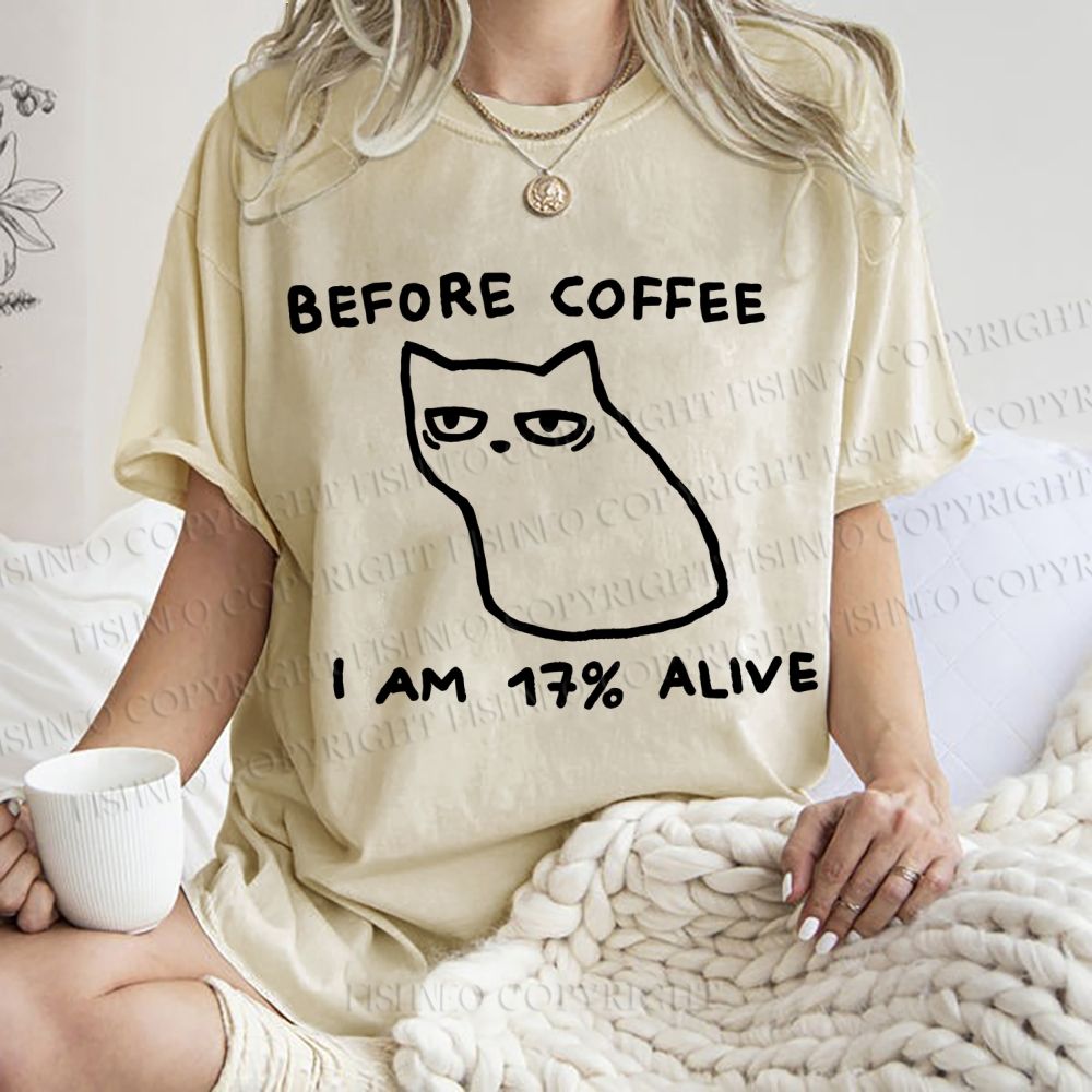 Unisex Before Coffee Printed Washed Tee