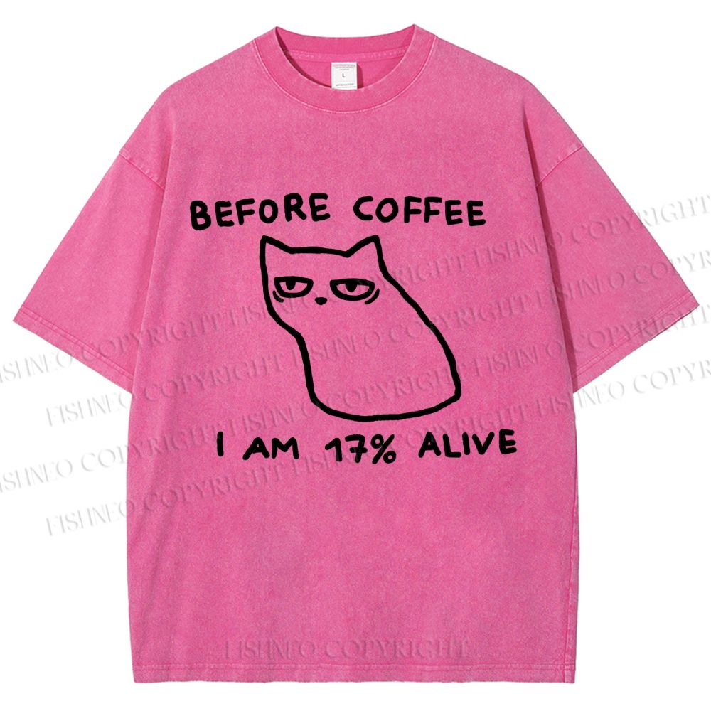 Unisex Before Coffee Printed Washed Tee