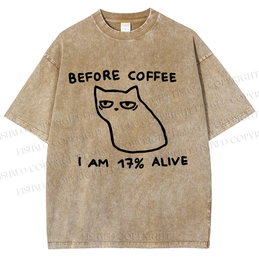 Unisex Before Coffee Printed Washed Tee