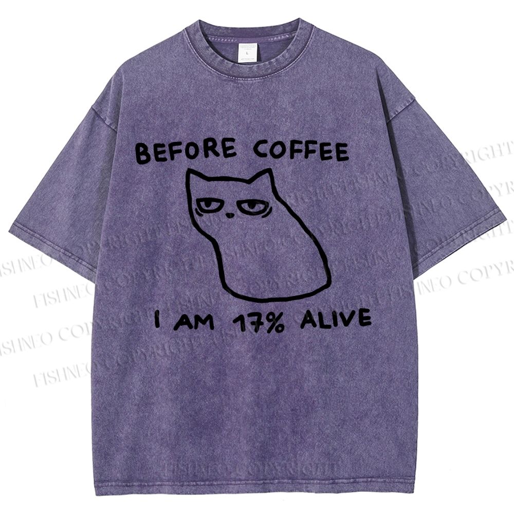 Unisex Before Coffee Printed Washed Tee