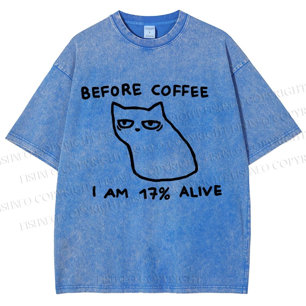 Unisex Before Coffee Printed Washed Tee