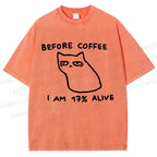 Unisex Before Coffee Printed Washed Tee