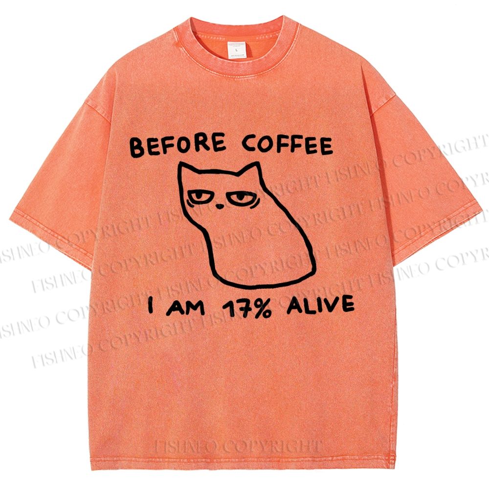 Unisex Before Coffee Printed Washed Tee