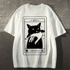 Cat Tarot Death Cotton casual T-shirt