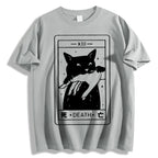 Cat Tarot Death Cotton casual T-shirt