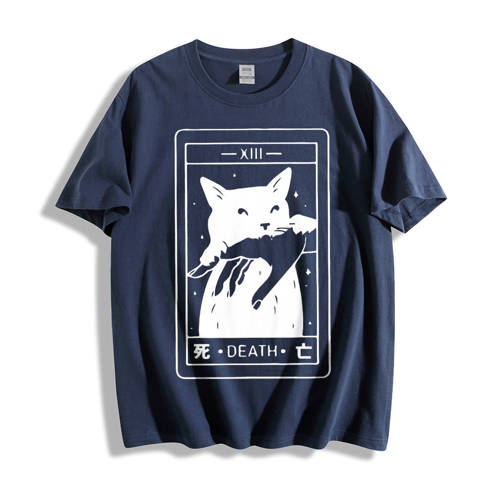 Cat Tarot Death Cotton casual T-shirt