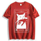 Cat Tarot Death Cotton casual T-shirt