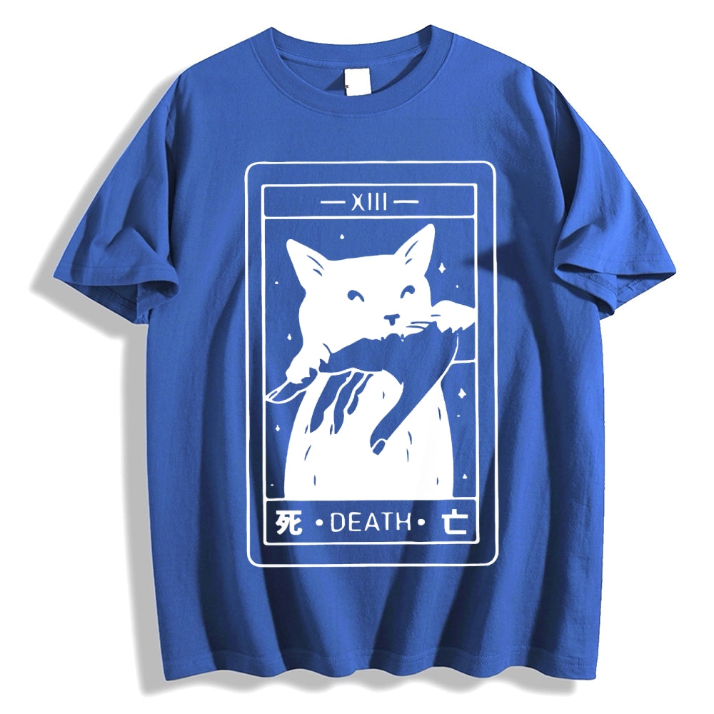 Cat Tarot Death Cotton casual T-shirt