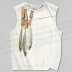 Unisex Vintage Sardine Fish Hanging Printed Tank Top