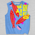 Unisex Japanese Sardine Fish Printed Tank Top