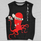 Unisex Vintage Japanese Octopus Printed Tank Top