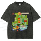 Unisex Vintage Drink Table Printed Washed Tee