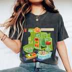 Unisex Vintage Drink Table Printed Washed Tee