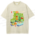Unisex Vintage Drink Table Printed Washed Tee