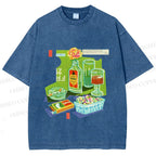 Unisex Vintage Drink Table Printed Washed Tee