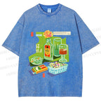 Unisex Vintage Drink Table Printed Washed Tee
