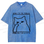 Unisex Japanese Maybe I Am The Problem Funny Cat Printed Washed Tee