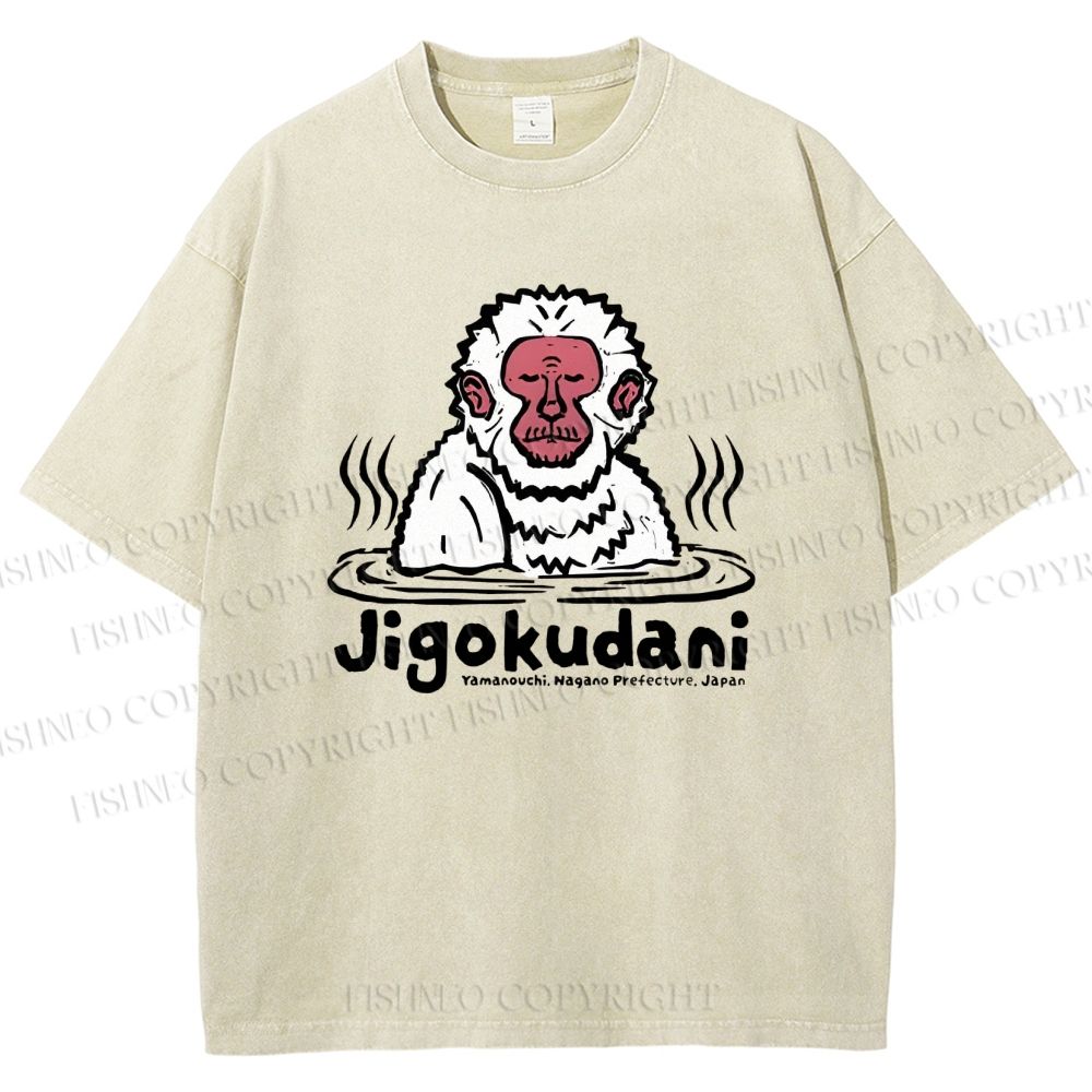Unisex Jigokudani Printed Washed Tee