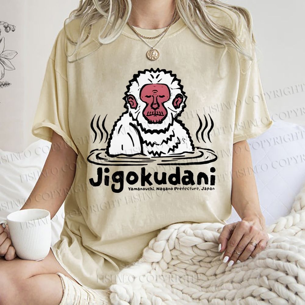 Unisex Jigokudani Printed Washed Tee