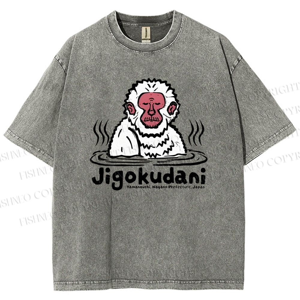 Unisex Jigokudani Printed Washed Tee