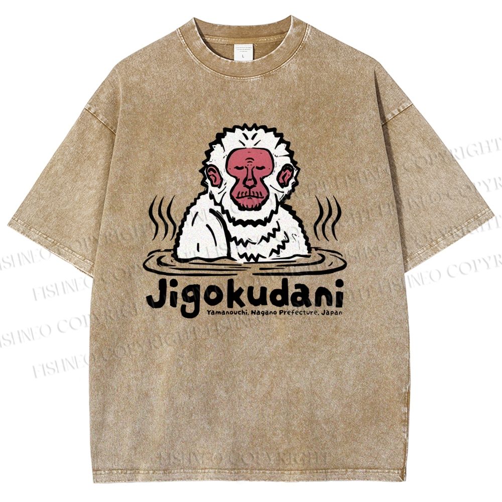 Unisex Jigokudani Printed Washed Tee
