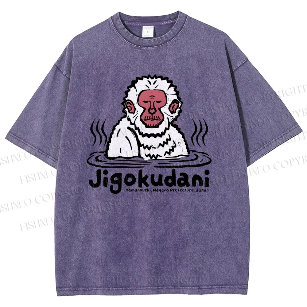 Unisex Jigokudani Printed Washed Tee
