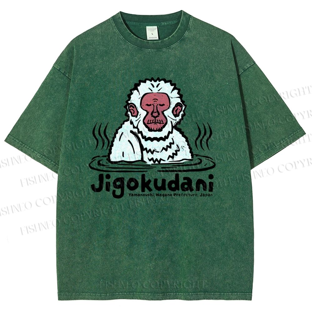 Unisex Jigokudani Printed Washed Tee