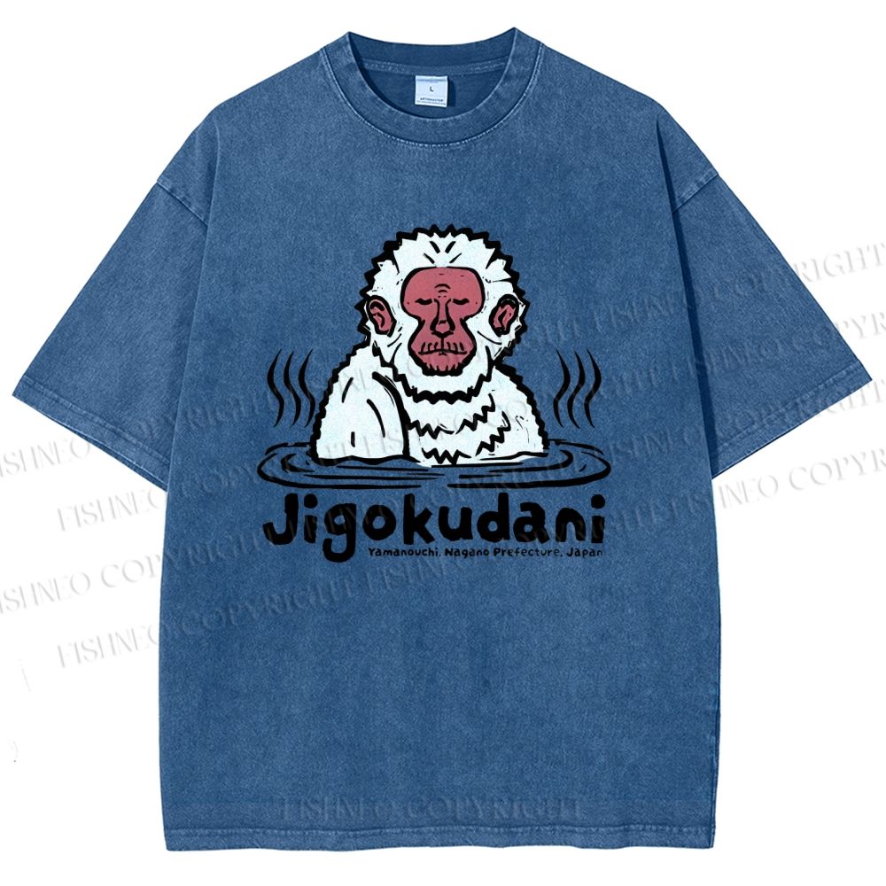 Unisex Jigokudani Printed Washed Tee