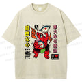 Unisex Vintage Japanese Frog Dancing Printed Washed Tee