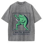 I Beg To Differ Funny Killer Frog Meme Vintage Washed T-shirt
