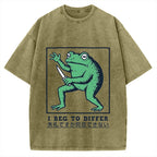 I Beg To Differ Funny Killer Frog Meme Vintage Washed T-shirt