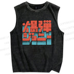 Unisex Explosive Bombs Printed Washed Tank Top
